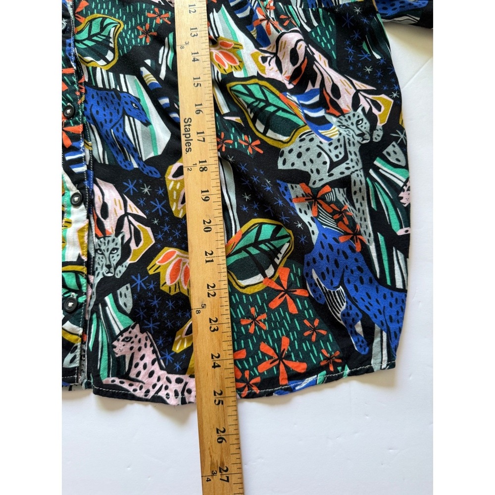 Anthropologie Margaret Jeane Jungle Leopard Blouse Multicolor Tie Cuff Size 16W - Picture 7 of 11